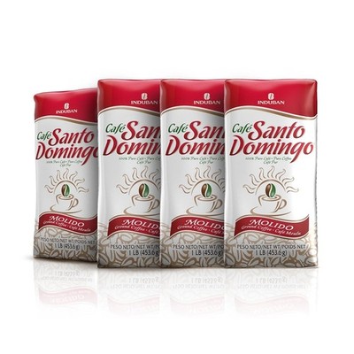 Café Santo Domingo Medium Roast Ground Coffee, 16 oz - Pack of 4, Gluten Free