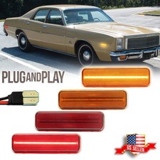4x Amber Led Front Red Rear Side Marker Lights For 72-74 84-87 Dodge Charger 4x Amber Led Front Red Rear Side Marker Lights For 72-74 84-87 Dodge Charger