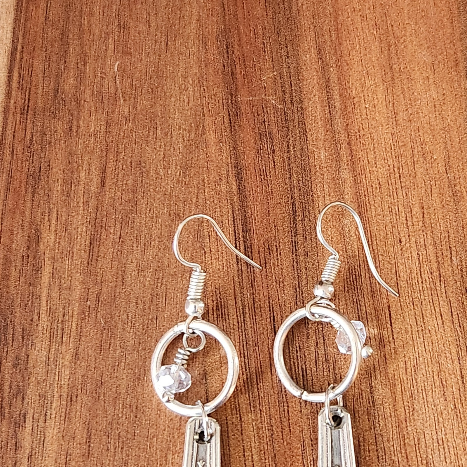 Silverware Dangling Earrings Community Beaded Fla… - image 4