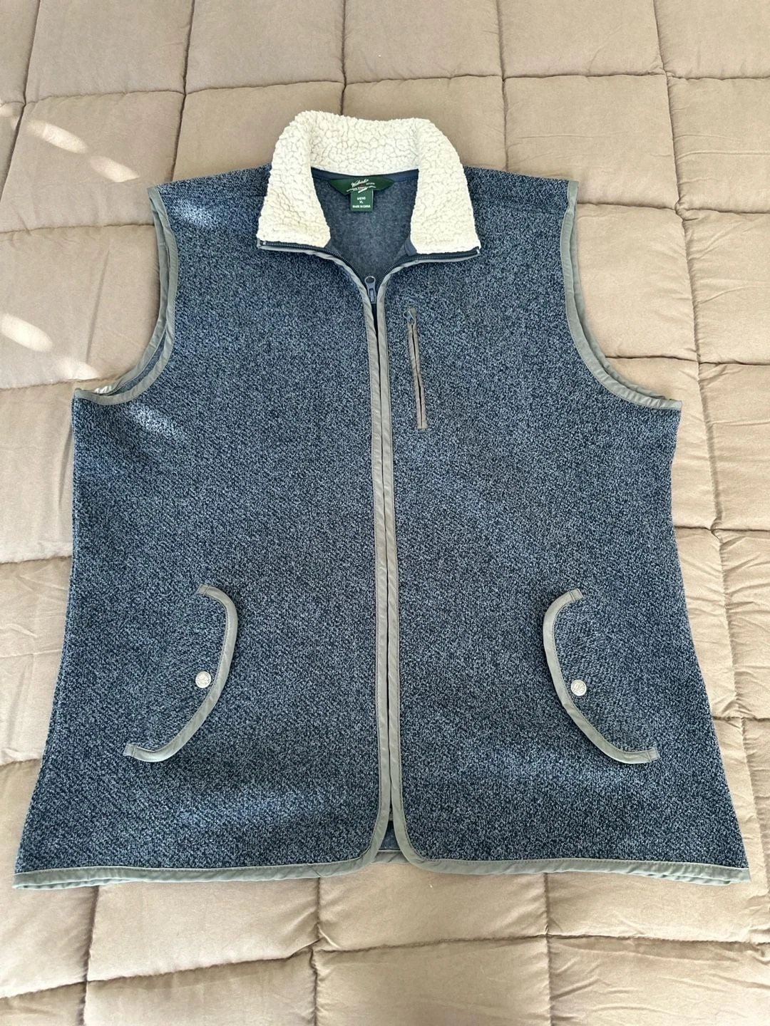 Woolrich Mens Fleece Vest Size XL Indigo Blue Heather Sherpa Collar 18408 image 15