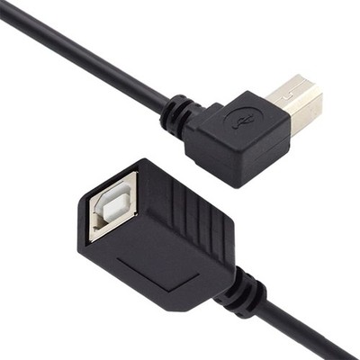 20cm Right Angled 90-Degree USB 2.0 B Type Male to Female Extension Cable