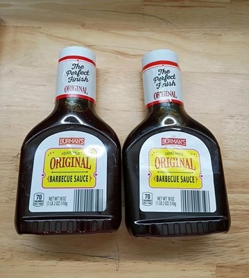 2 Lot Burman's Genuine BBQ Sauce Sweet Squeezable 18 Oz Each. Exp 2026