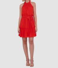 Vince Camuto Women's Red Ruffled Halter Fit & Flare Dress Size 12