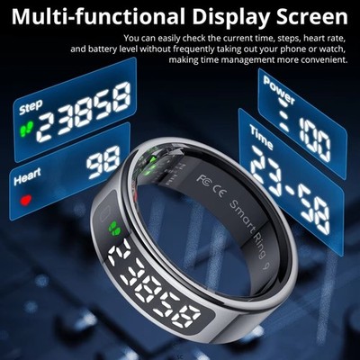 Smart Ring mit Display Touch Kabelloses Laden Gesundheitsmanager 5 Modi