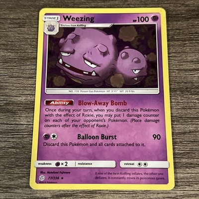 Pokémon TCG Weezing Sun & Moon - Cosmic Eclipse 77/236 Regular Rare