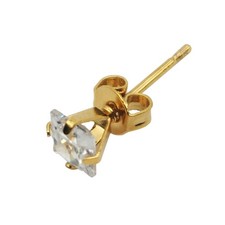 Genuine 18K Yellow Gold Filled 4mm Small Square Cubic Zirconia CZ Stud Earrings