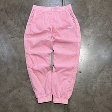 Adidas Track Pants Women Large Pink Baggy Windbreaker Jogger Sweatpants Spellout