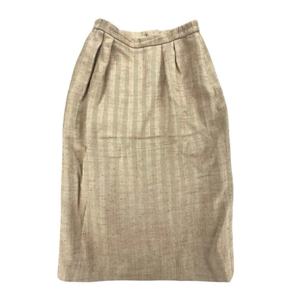 Conjunto de traje falda vintage Saville Petites beige espiga carrera blazer 8 Foto 3 de 4