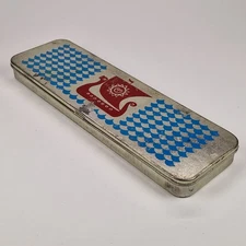 Vintage Soviet Tin Case School Organizer Boat Ladya Pen & Pencil Holder USSR 70s