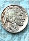 COOL High-grade 1936 "D" ,CRISP "VF" with blue/brn aging, SHINE, EYE-APPEAL!