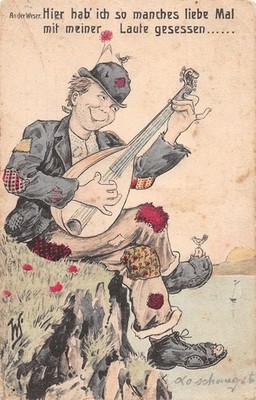 775440) Nice Joke/Cartoon Postcard ''Here I have many a love time...'' 