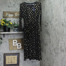Tommy Hilfiger Womens Printed Ruched-Waist Dress A4IJ114A Black / Gold 12