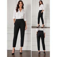 Ralph Lauren Black Label Pants 6 Black Wool Calfskin Leather Trim Slim Trousers