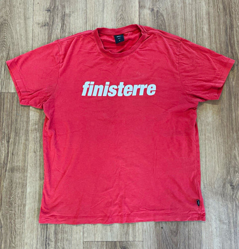 Finisterre Organic Red Men’s Logo Graphic Print Crew Neck T-Shirt Short ...