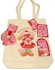 Strawberry Shortcake Bundle Charm Bracelets And Jewelry, Scrunchie, Canvas Bag