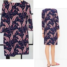 Talbots Paisley Print Cotton 100% Cotton Tunic Dress Preppy Office Boho Size M