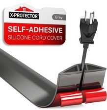 Silicone Floor Cord Cover Self-Adhesive 5ft Long Black by X-Protector