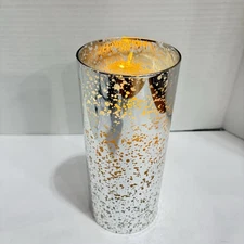 Luminara Silver Mercury Glass Unscented Flameless Candle 8 inches Timer 2 D’s