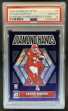 2024 Donruss Optic Xavier Worthy Diamond Hands RC Purple Stars #/25 PSA 10