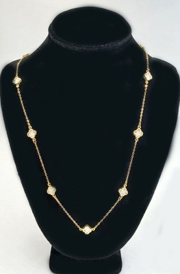CLOVER LEAF SHAMROCK ENAMEL NECKLACE 14k SOLID GOLD - New With Tag - 5.6 grams
