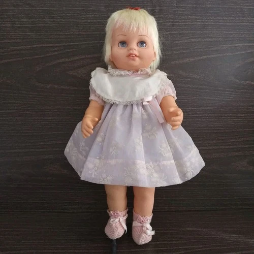 1962 Mattel Chatty Baby Doll Blonde Hair Blue Eyes 18" DOESN'T TALK Vintage