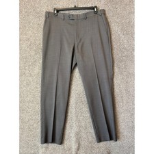 Chaps Mens Total Comfort Dress Pants Gray Stretch Tapered Slacks 38x32