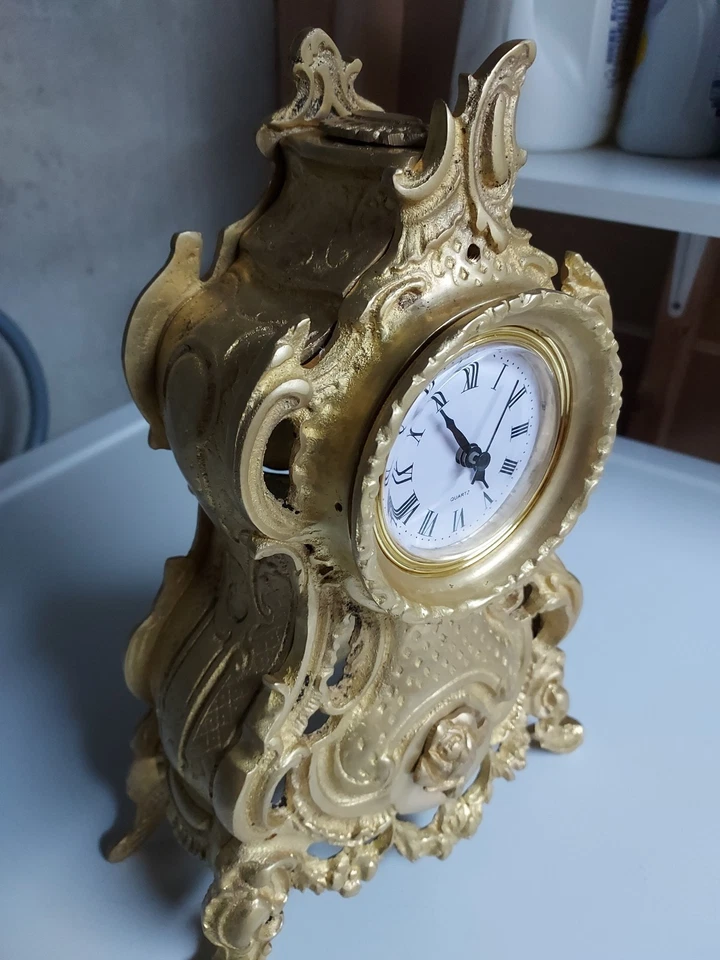 Early 18th Century Real Solid Brass French Mantle Clock Frame With Quartz Insert - Image 3 of 4