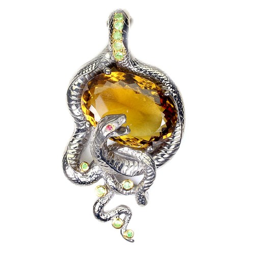 Handmade Oval Citrine 34ct Sapphire 