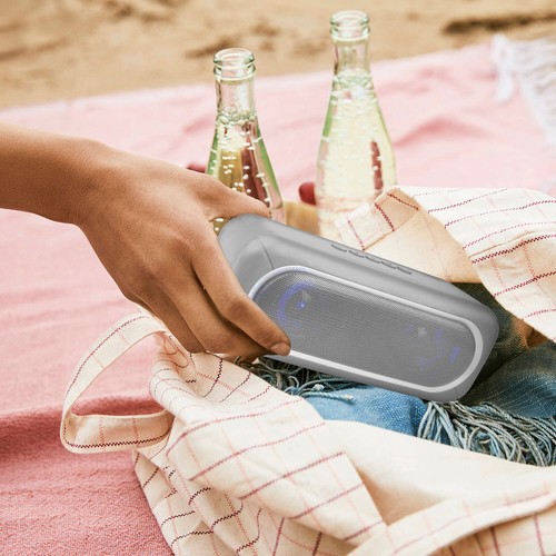 Laser Portable LED Bluetooth TWS FM AUX USB Speaker Grey - 第 3/4 張圖片
