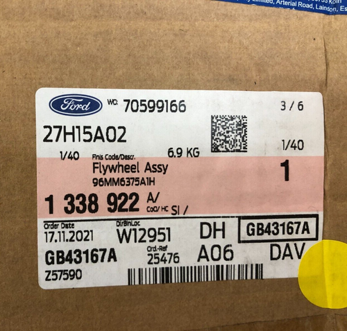Genuine Ford B-Max Fiesta KA Puma 1.25L 1.4L Solid Mass Flywheel - 1338922 - Picture 2 of 3