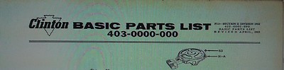 Clinton 403 Series Engine Parts Manual Lawn Mower Riding Yard Garden Tractor