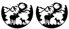Moose Mountain Landscape Two Black Vinyl Graphic Decals Car Truck Windows Laptop