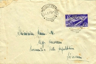G201-20° CORSA AUTOMOBILE THOUSAND MILES, L.25 ON ENVELOPE, MODICA, 1953