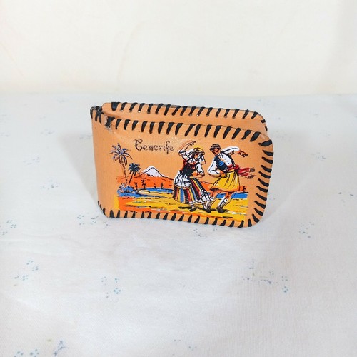 Vintage Spanish Purse Wallet Real Orange Leather W Beautiful drawing