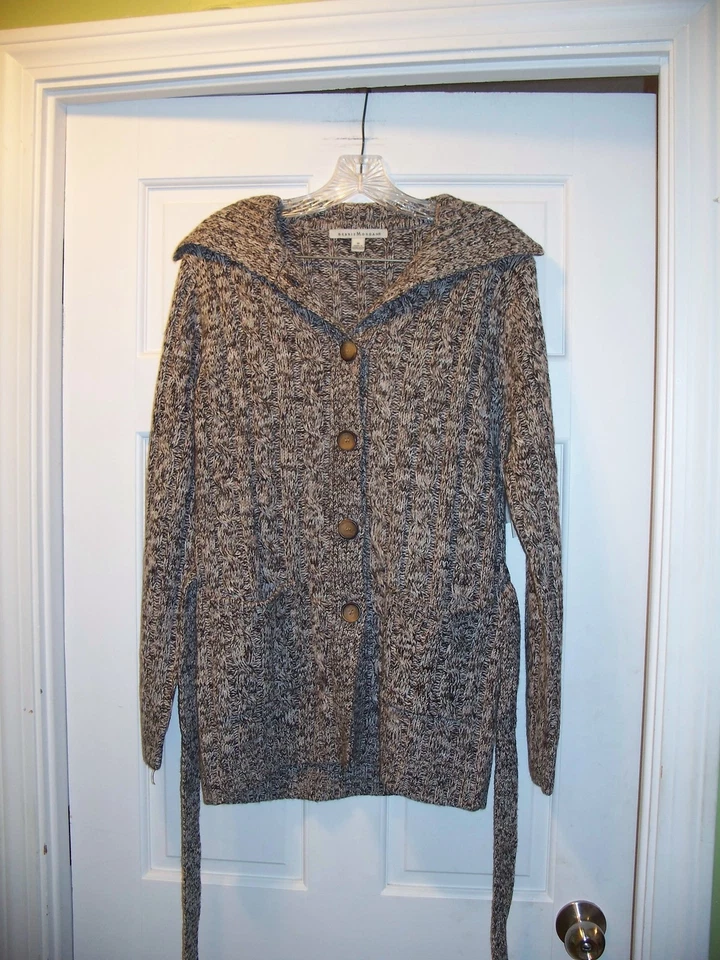 Debbie Morgan Women's Size M Button Up & Belted Sweater Jacket Pockets NWT Foto 2 de 3