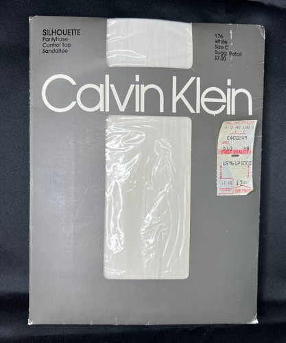 Vtg Calvin Klein Silhouette Pantyhose Control Top Sandaltoe 1985 USA, White Sz C - Picture 10 of 13