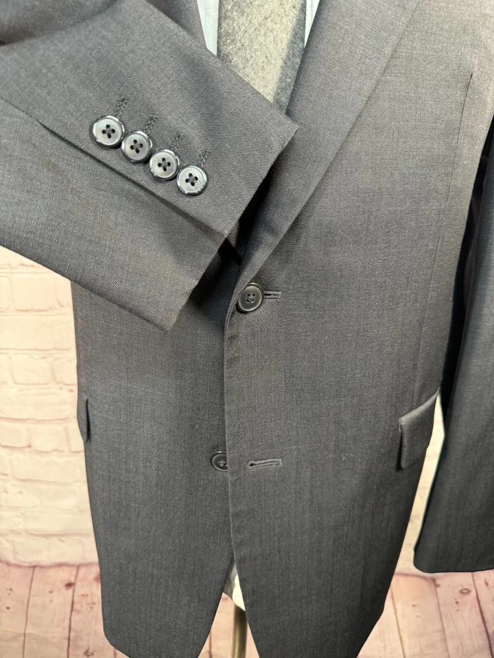 BAR III Para Hombres Azul Marino Ajuste Ajustado Lana 2 Botones Traje Abrigo Deportivo Blazer Chaqueta 46R Foto 4 de 4