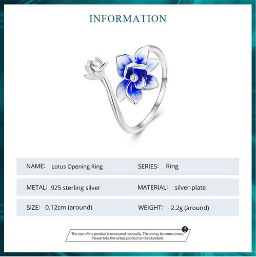 Voroco 925 Sterling Silver Lotus Opening Ring Wedding Ring Women Gifts Jewelry - Picture 9 of 16