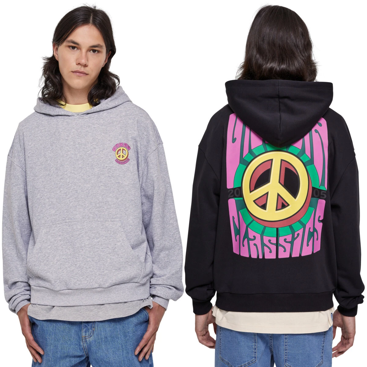 Urban Classics Big Peace Hoodie Pullover Hooded Sweater Backprint Oversize