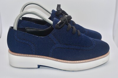 Zara Fabric Knit Upper Blue Platform Derby Oxford Shoes