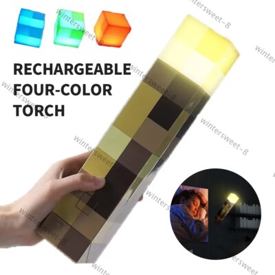 Minecraft Fackel Lampe Torch LED Akku Mojang 4 Farben grün gelb blau orange de