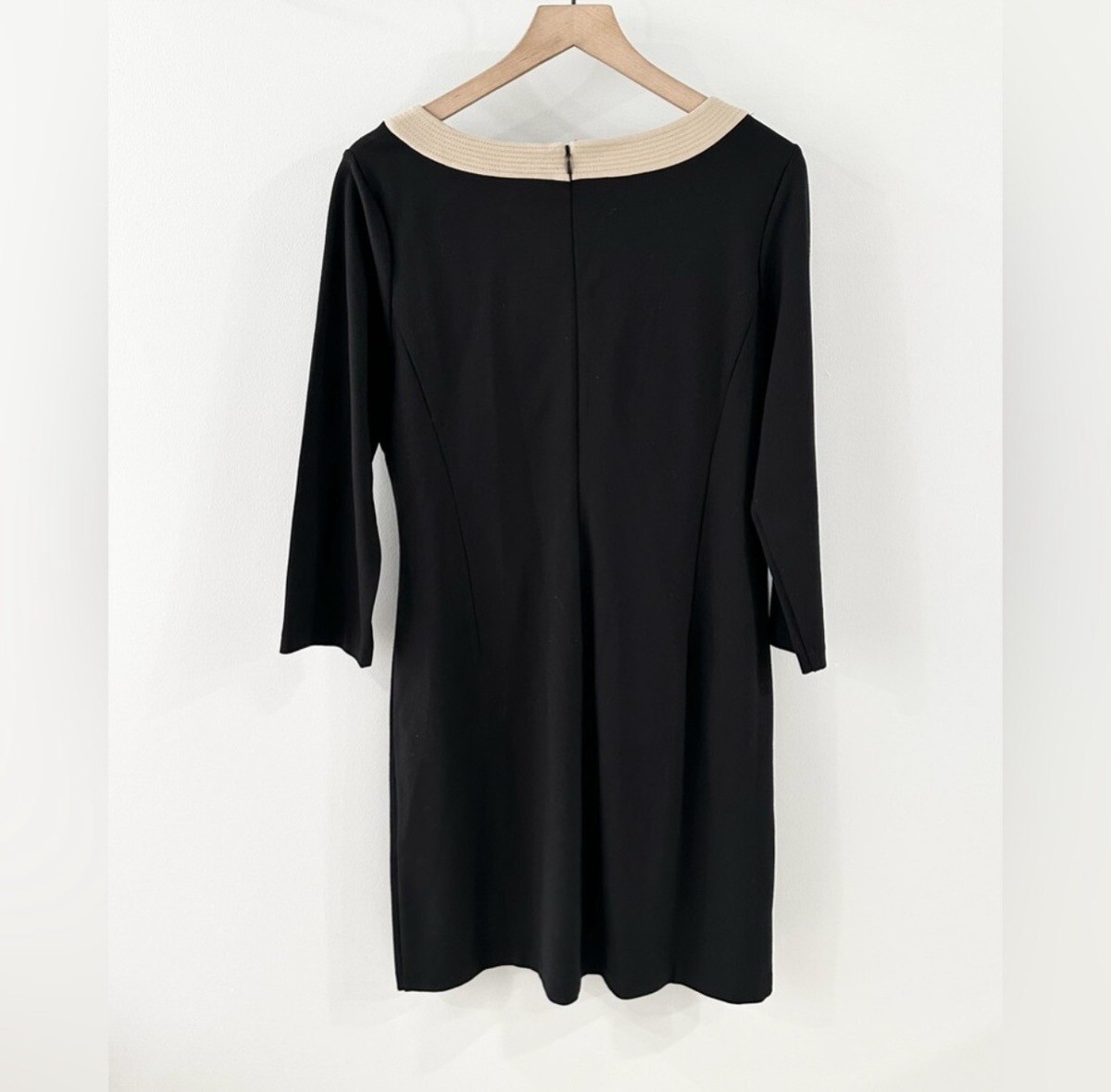 Talbots Ponte Knit Dress Black & Tan 12 NEW | eBay