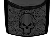 Skull Entangled Technology Greyscale Truck Hood Wrap Vinyl Car Graphic Decal 
