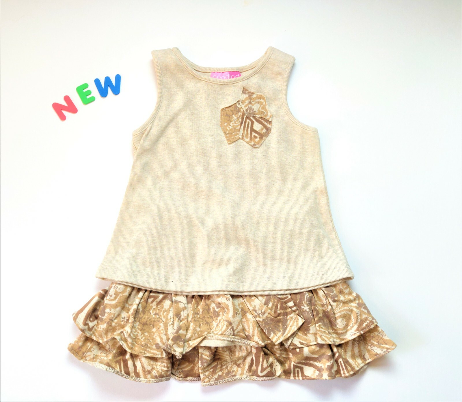 Toddler Kids Girls Clothes Size 5 6 NWOT Good Lad Tan Floral Skirt