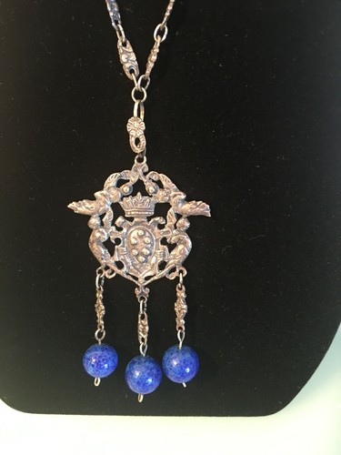 Vintage 1/20 12KT GF with Blue Lapis Stones Long Necklace - Picture 2 of 10