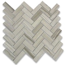 Y72XP Herringbone Athens Grey Marble Mosaic Tile Haisa Dark Polished 1x3"