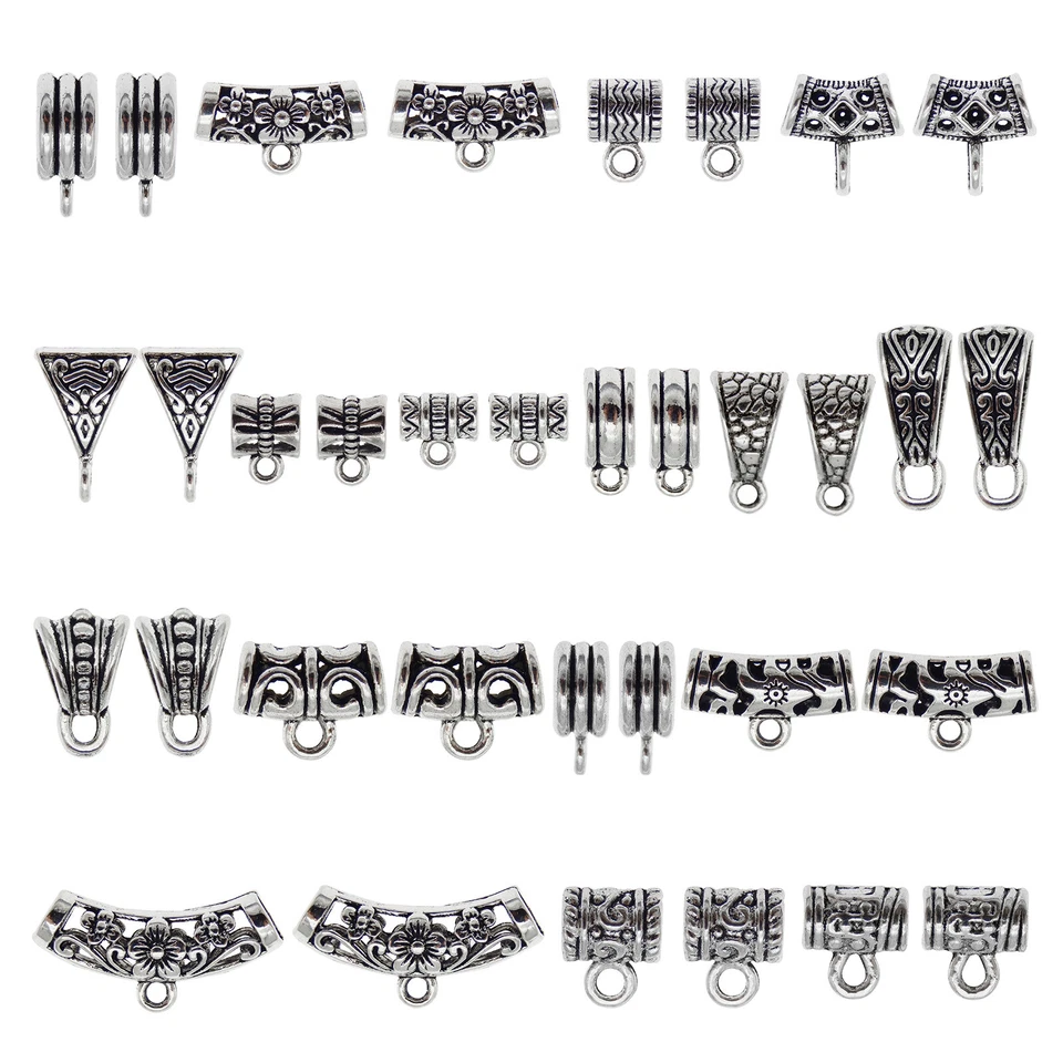 Silver Assorted Bail Bead Charm Spacer Tube Beads European Bracelet Pendant 20PC - Image 3 of 4