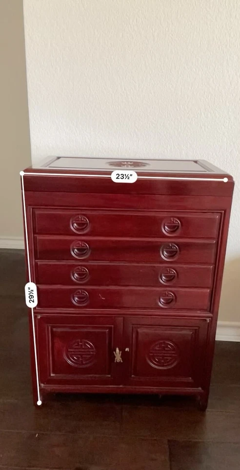 Cofre de cubiertos oriental de madera vintage - Armario de pie (historia incluida) Foto 2 de 4