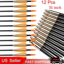 12Pcs 31" Archery Fiberglass Arrows SP700 OD7mm For Hunting Compound Recurve Bow