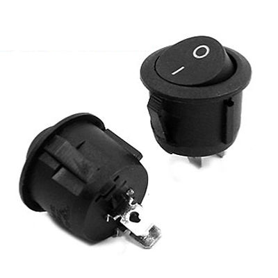100 Pcs 2 Pins ON/OFF SPST Round Snap in Rocker Switch Black AC 125V 10A
